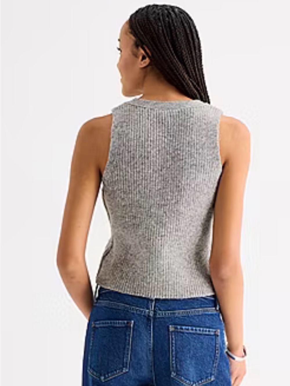 A.n.a Gray Ribbed Button-Front Knit Vest size small #1136 - Picture 3 of 7